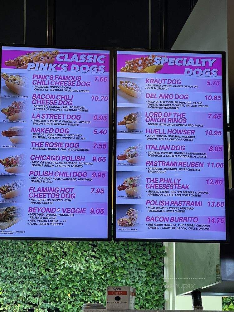 Pink's Hot Dog Del Amo - Torrance, CA menu_pic