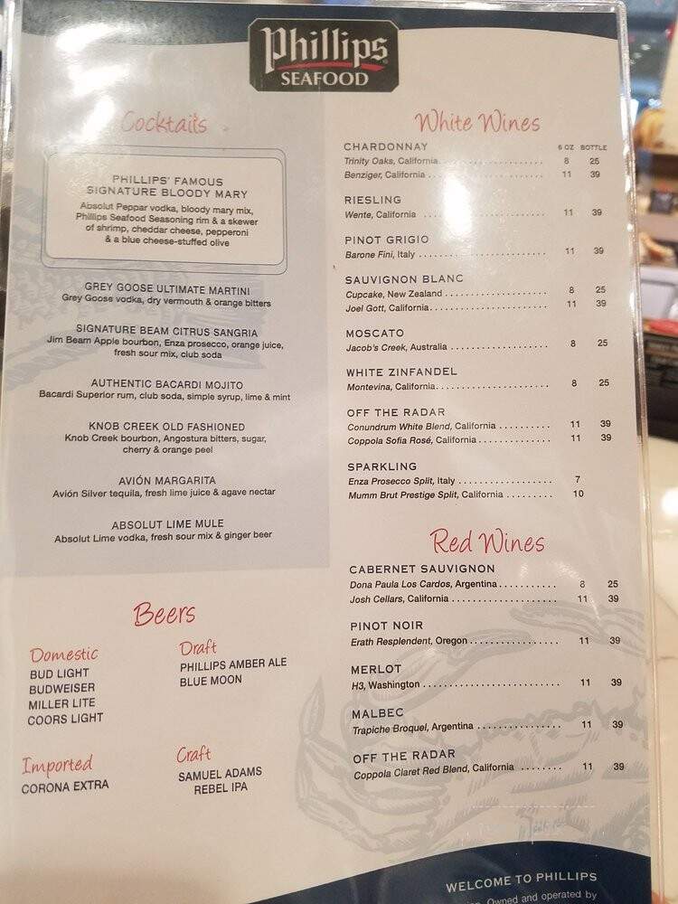 Philips Seafood - Baltimore, MD menu_pic