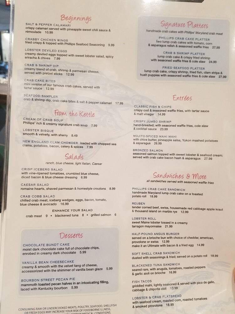 Philips Seafood - Baltimore, MD menu_pic