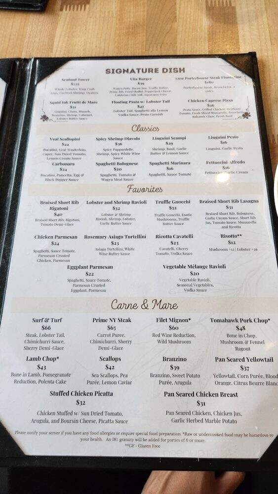 Vita Italian Bar & Grill - Pomona, CA menu_pic