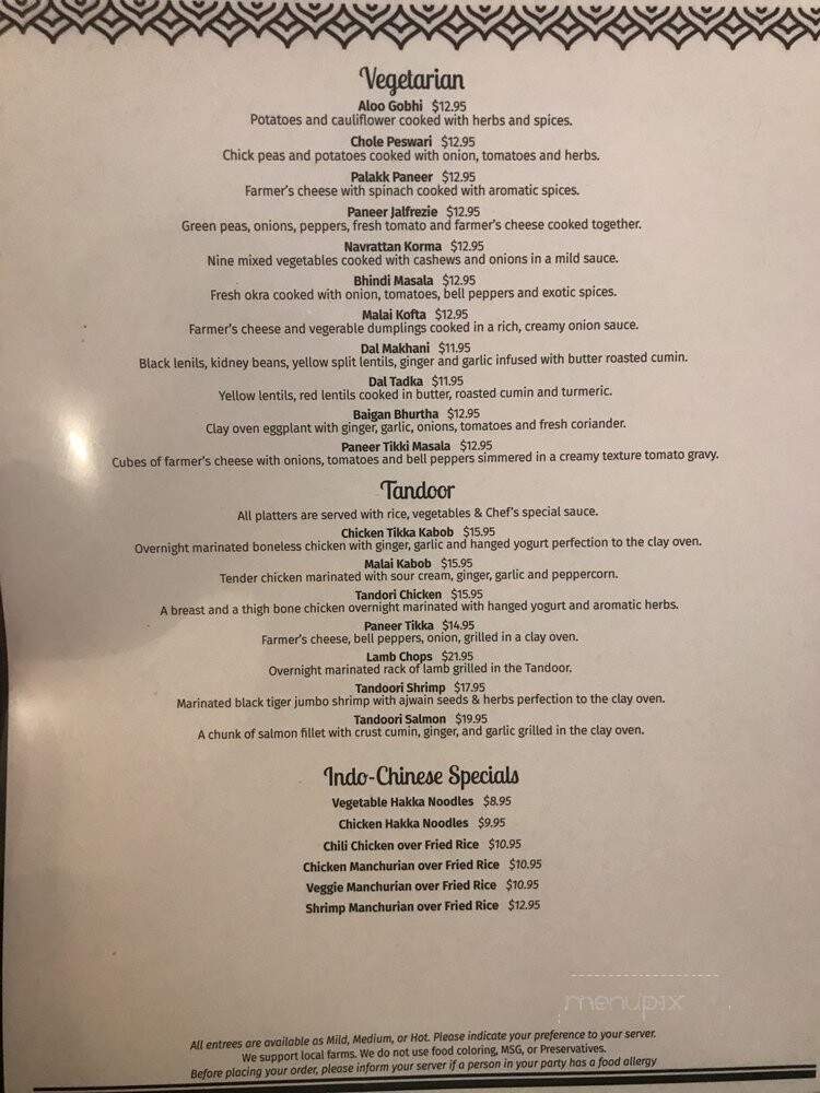 Namaste Indian/Nepalese Restaurant - Greenfield, MA menu_pic