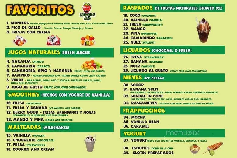 Bionicos J & B - Gardena, CA menu_pic