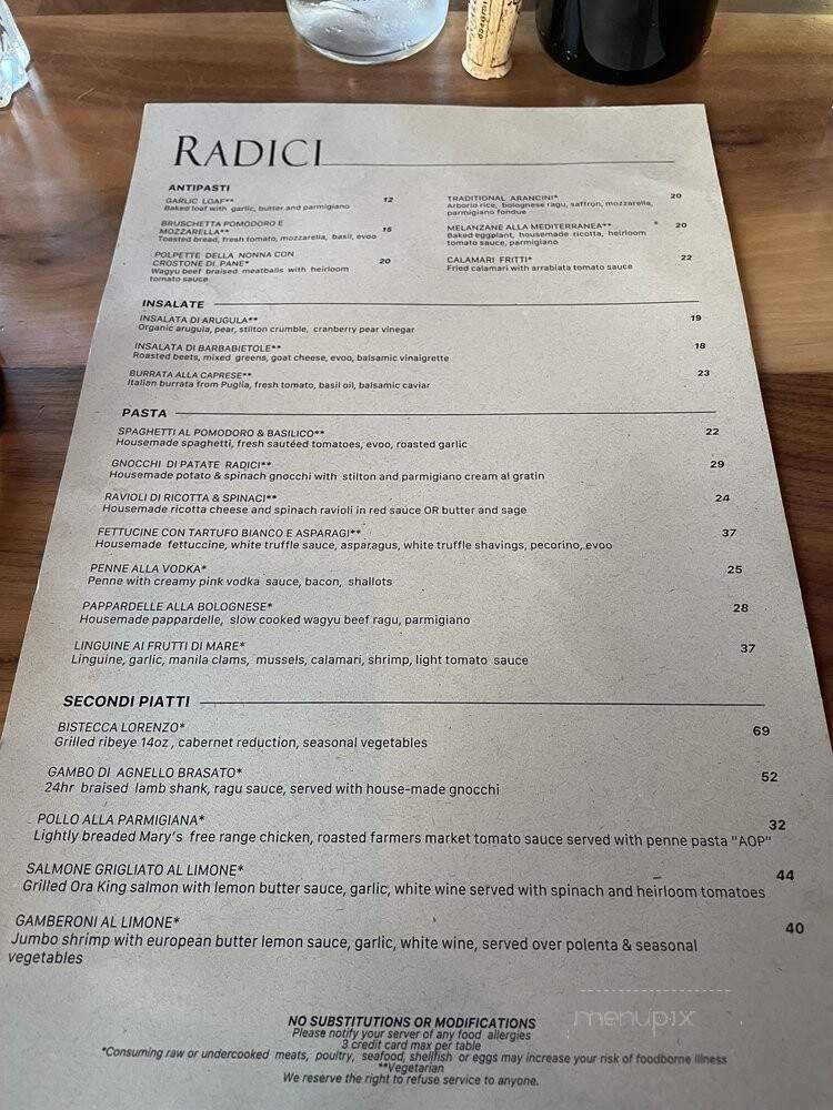 Radici - Hermosa Beach, CA menu_pic