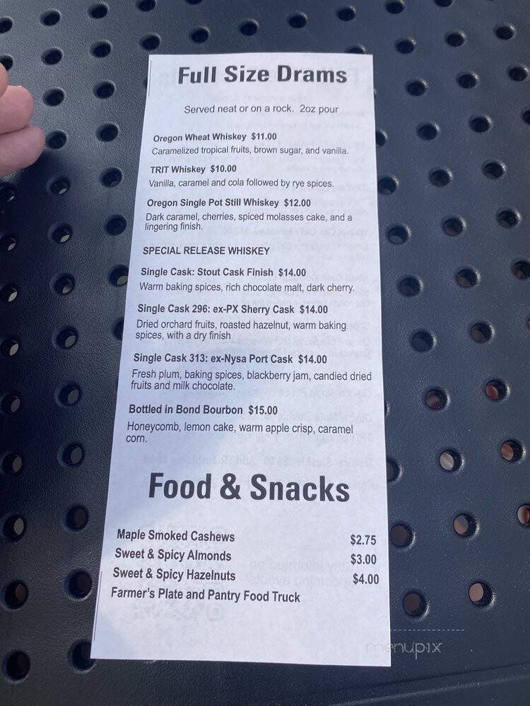 Branch Point Distillery - Dayton, OR menu_pic