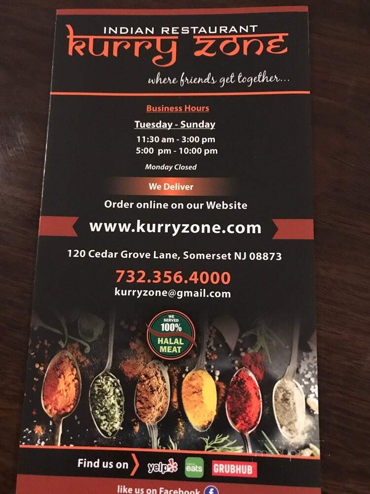 Kurry Zone - Somerset, NJ menu_pic