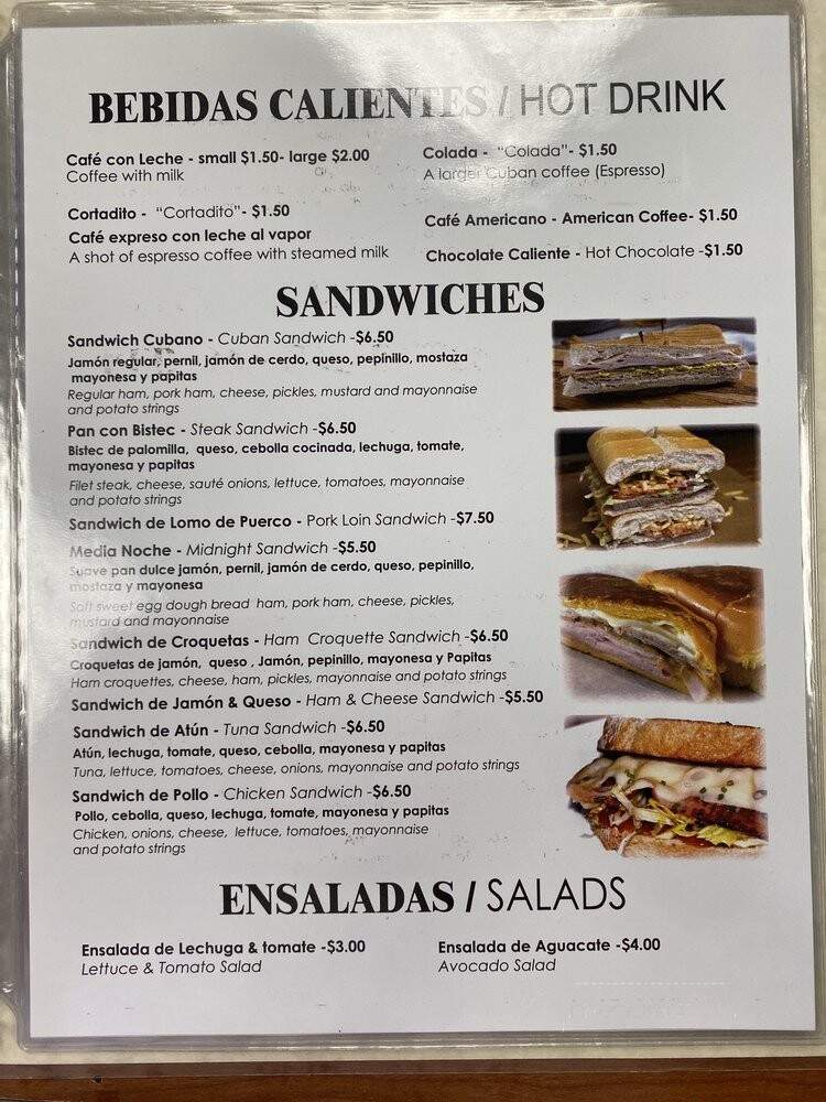 Cafe Que Rico - North Miami Beach, FL menu_pic