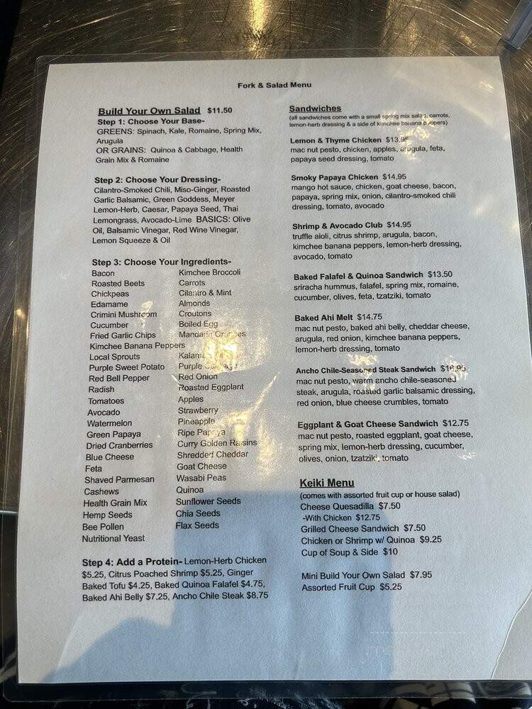 Fork and Salad - Kahului, HI menu_pic