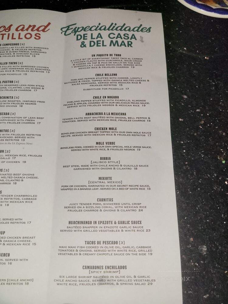 La Fogata Mexican Cuisine - San Antonio, TX menu_pic