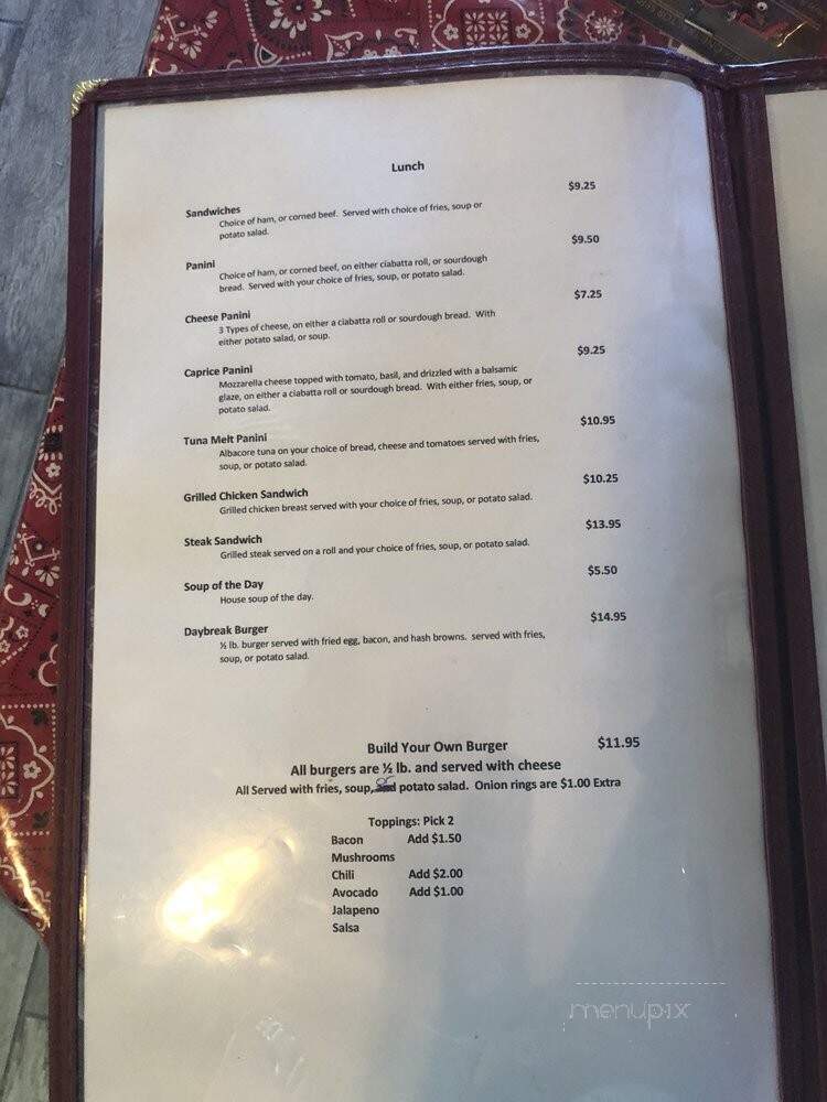 Eva Mae's Cafe - Tres Pinos, CA menu_pic