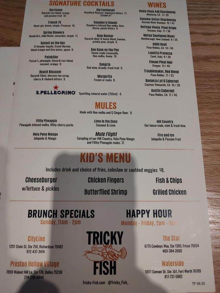 Tricky Fish - Fort Worth, TX menu_pic