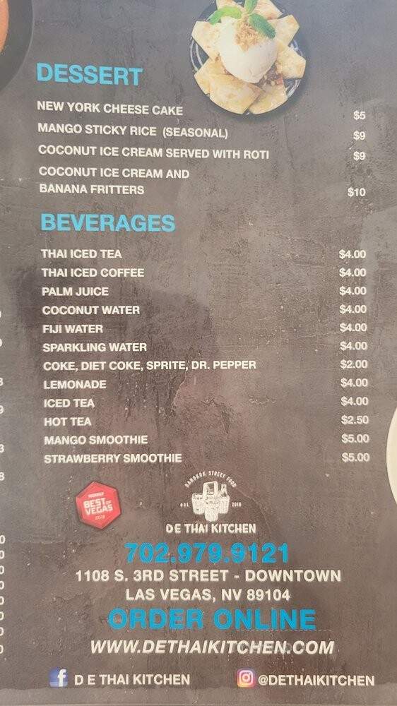D E Thai Kitchen - Las Vegas, NV menu_pic