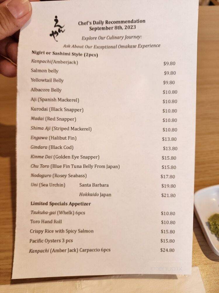 Sushi Enya - Pasadena, CA menu_pic