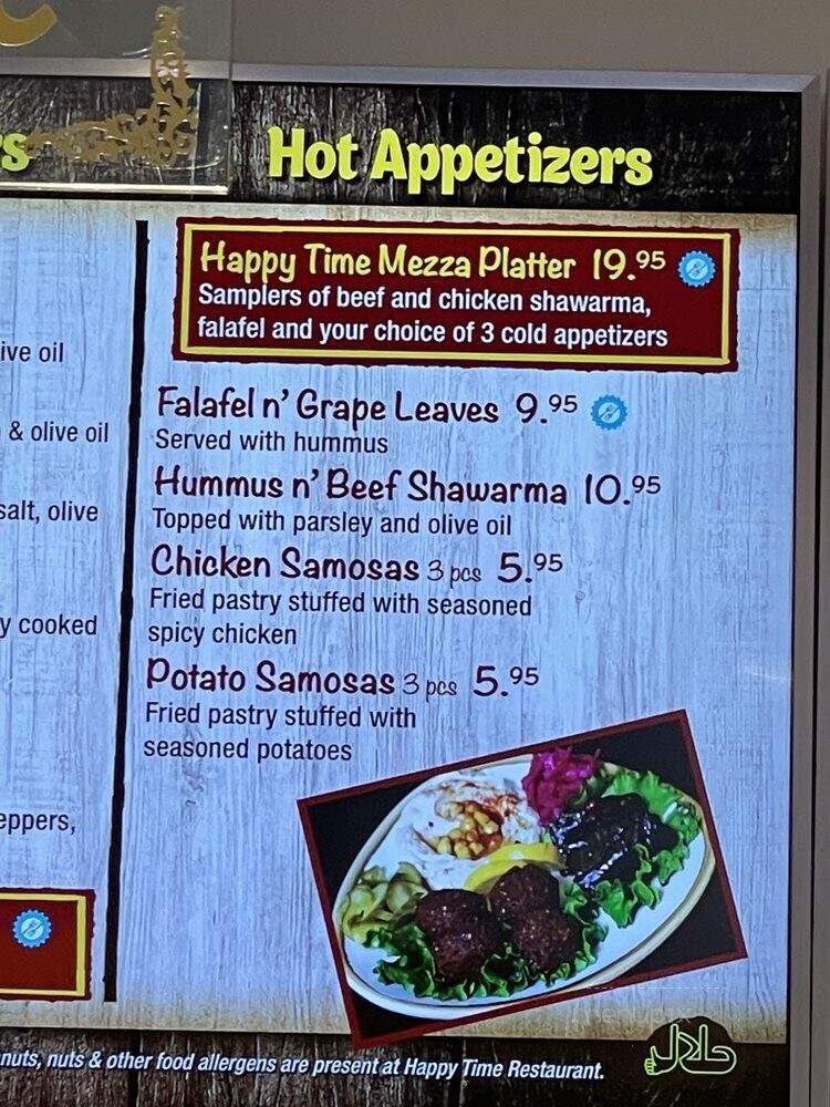 Happy Time Mediterranean Restaurant - El Cajon, CA menu_pic