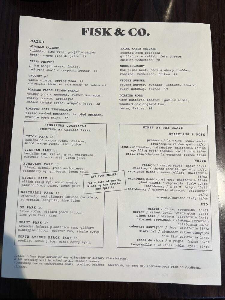 Fisk & Co. - Chicago, IL menu_pic