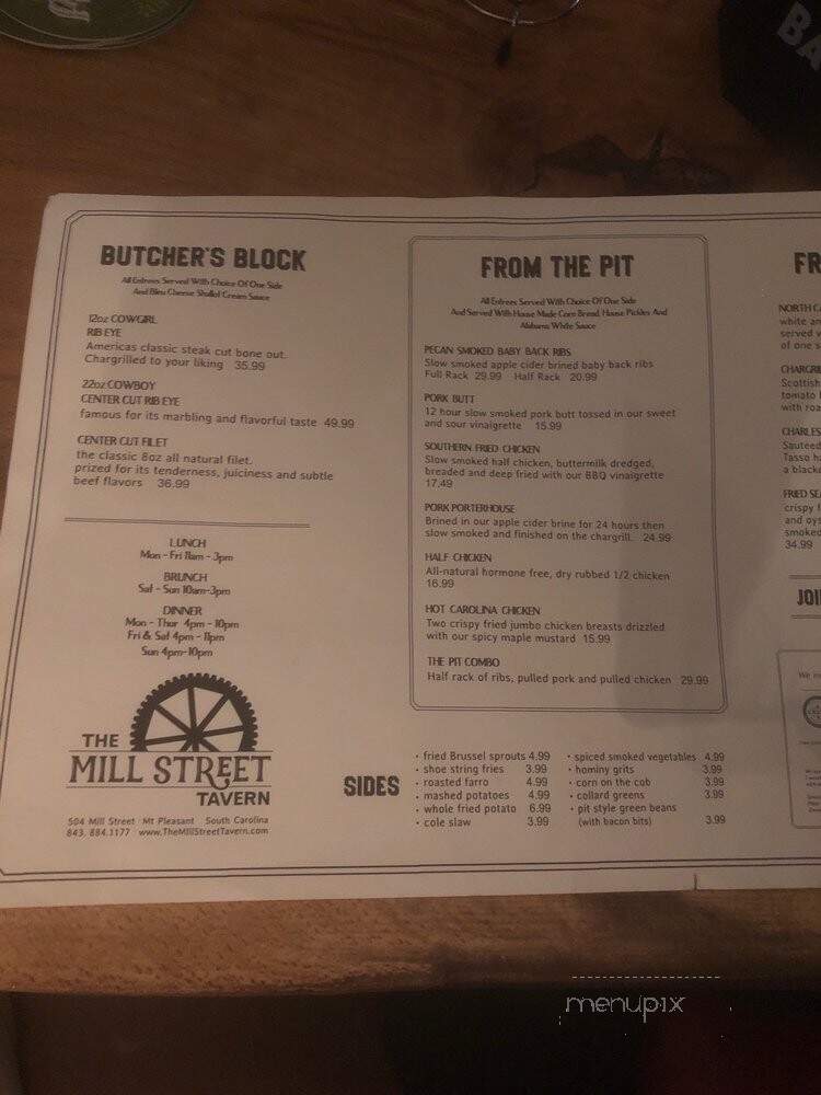 The Mill Street Tavern - Mount Pleasant, SC menu_pic