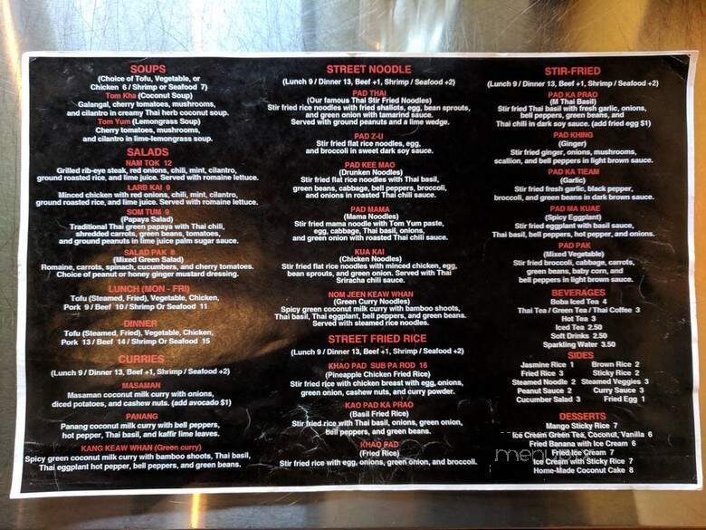 M Thai Street Food - Alpharetta, GA menu_pic