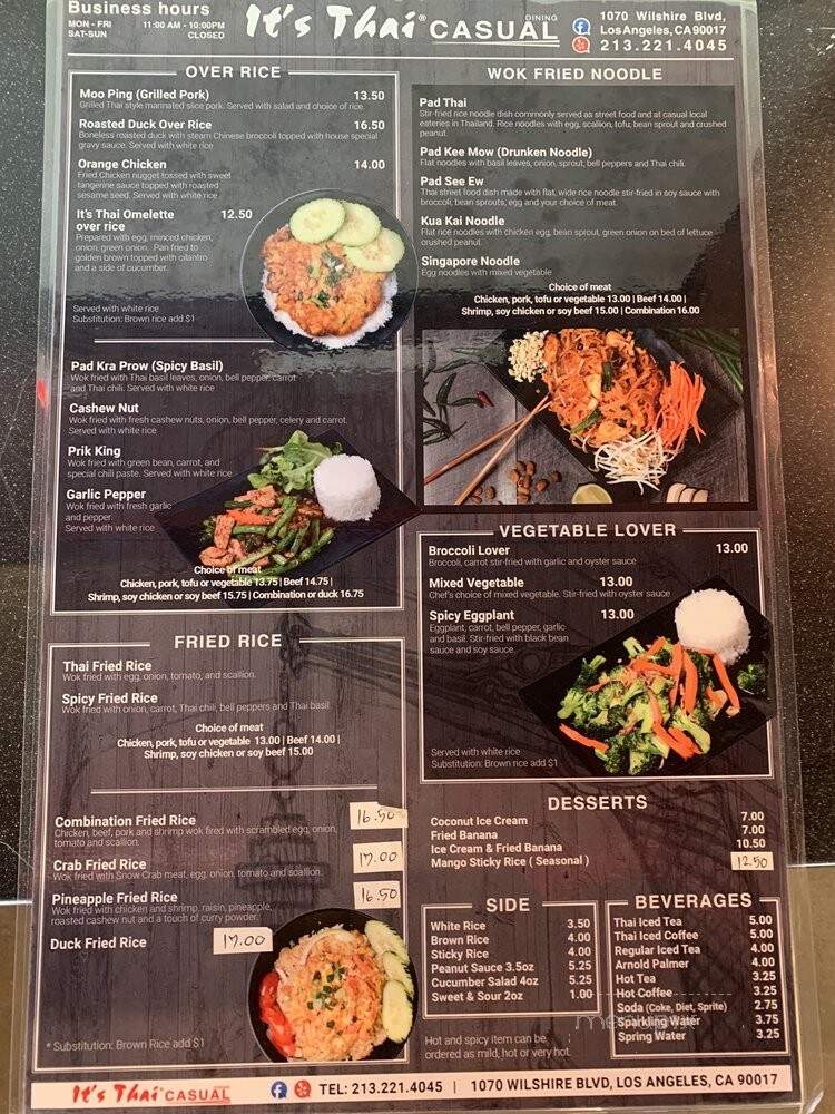 It's Thai Casual Dining - Los Angeles, CA menu_pic