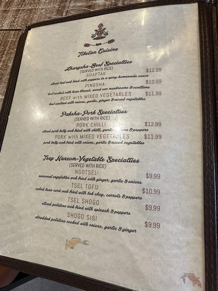 Little Tibet - Boulder, CO menu_pic