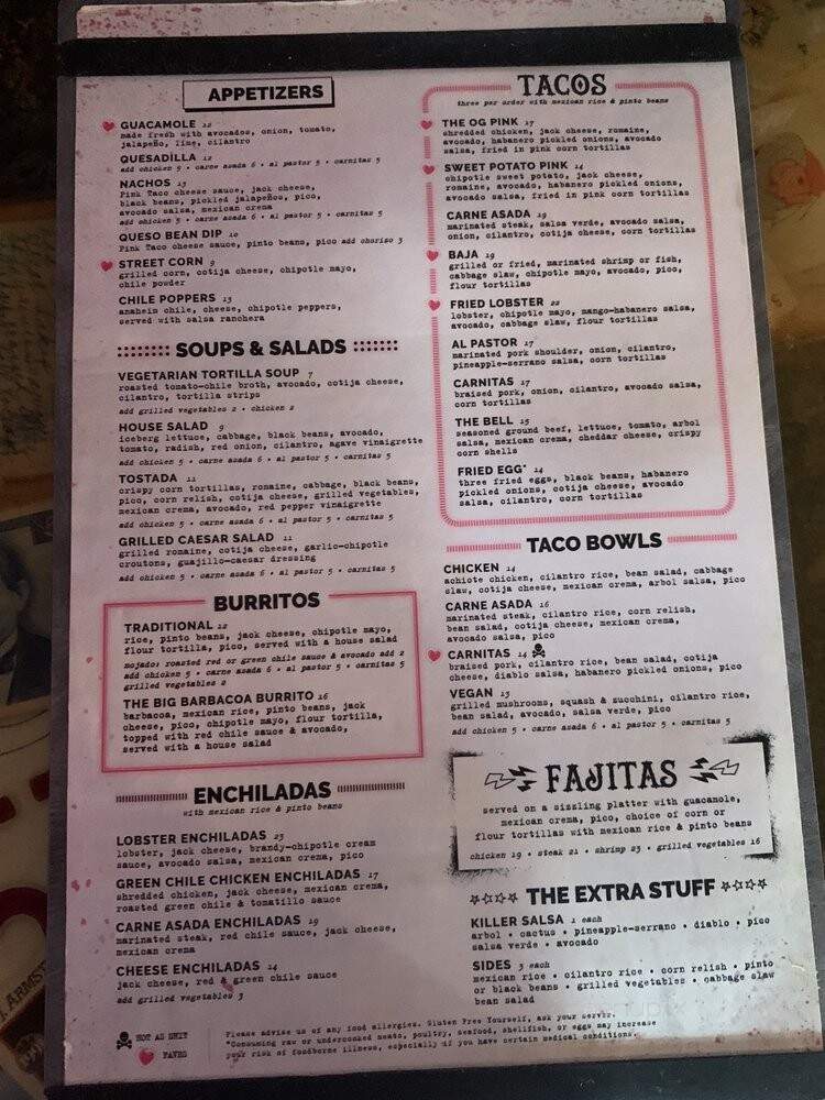 Pink Taco - Chicago, IL menu_pic