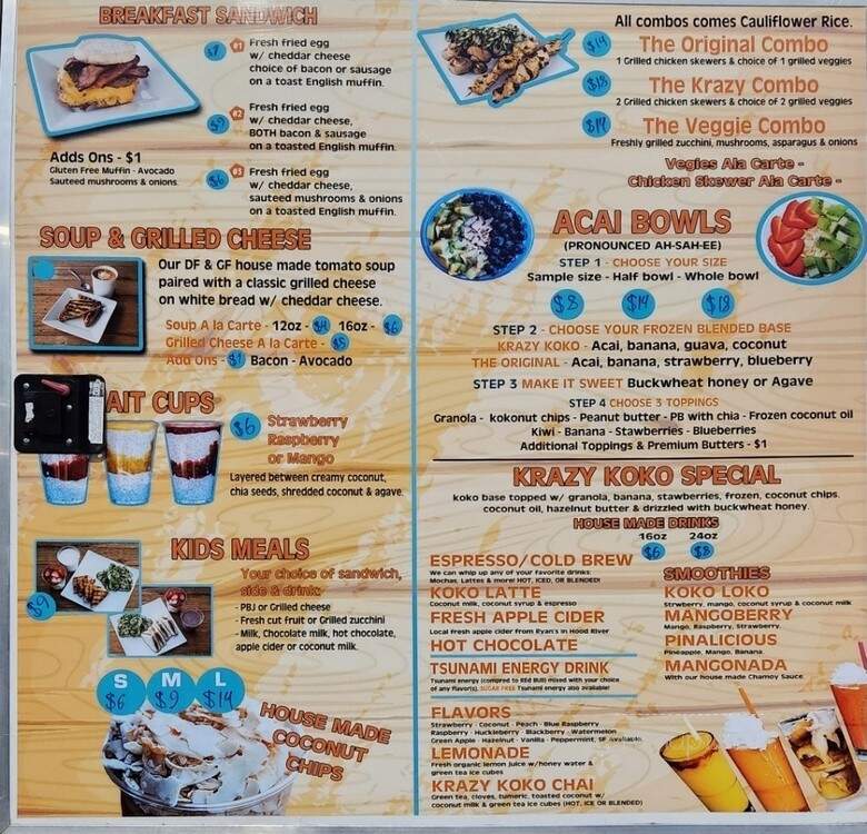 The Krazy Kokonut - Troutdale, OR menu_pic