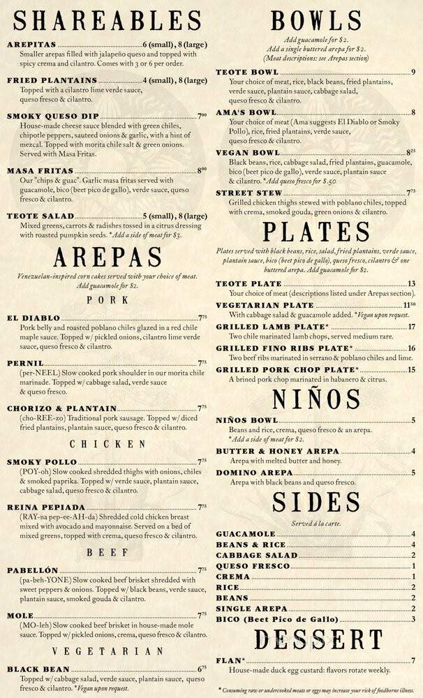 Teote Mezcaleria - Portland, OR menu_pic