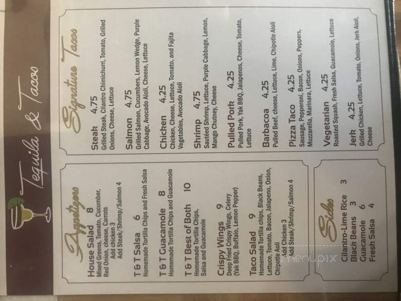 Tequila and Tacos - Gary, IN menu_pic
