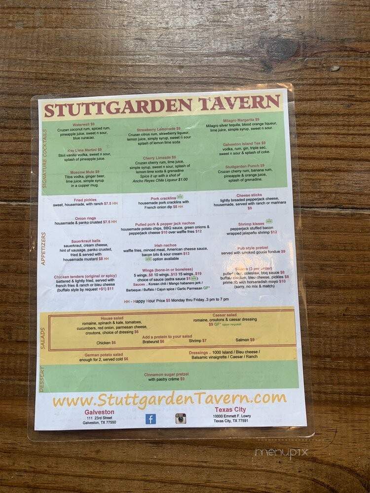 Stuttgarden Tavern - Galveston, TX menu_pic