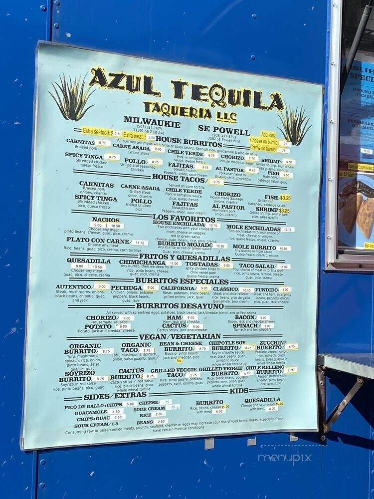 Azul Tequila Taqueria Milwaukie - Milwaukie, OR menu_pic