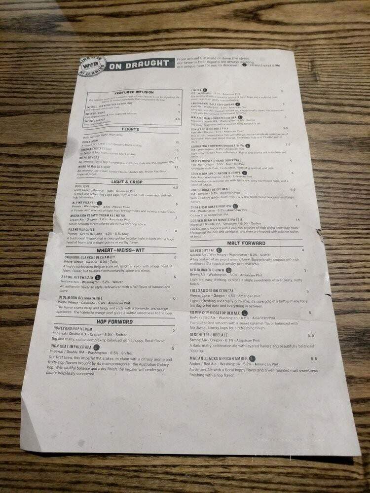 World of Beer - Silverdale, WA menu_pic