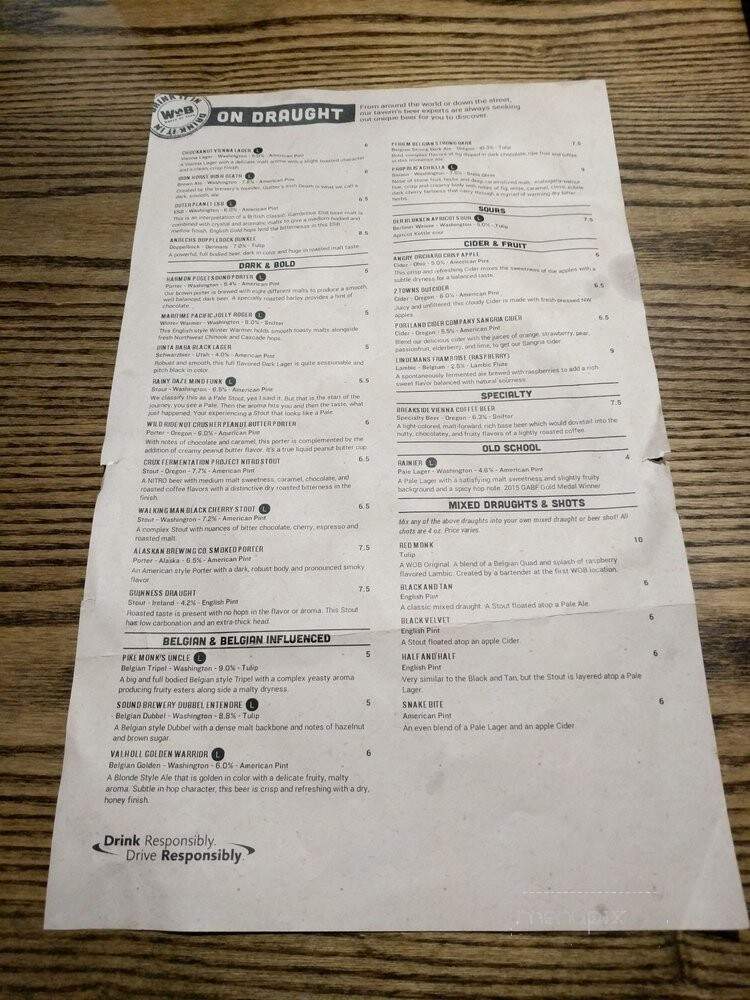 World of Beer - Silverdale, WA menu_pic