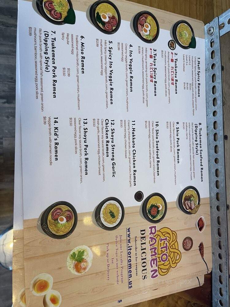Ito Ramen - San Antonio, TX menu_pic