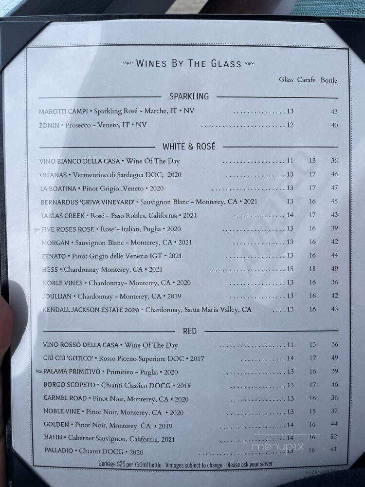 Osteria Al Mare - Monterey, CA menu_pic
