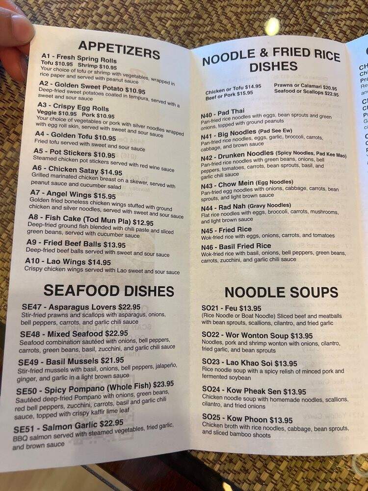 Thai Lao Cuisine - Fair Oaks, CA menu_pic