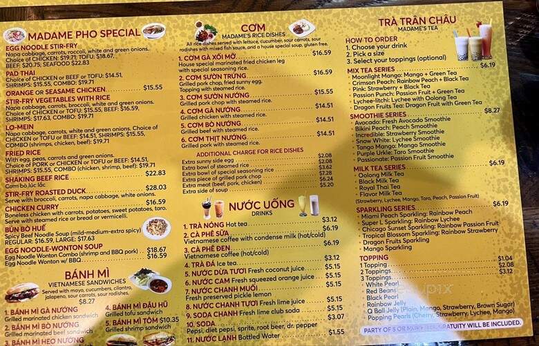 Madame Pho - Kenosha, WI menu_pic