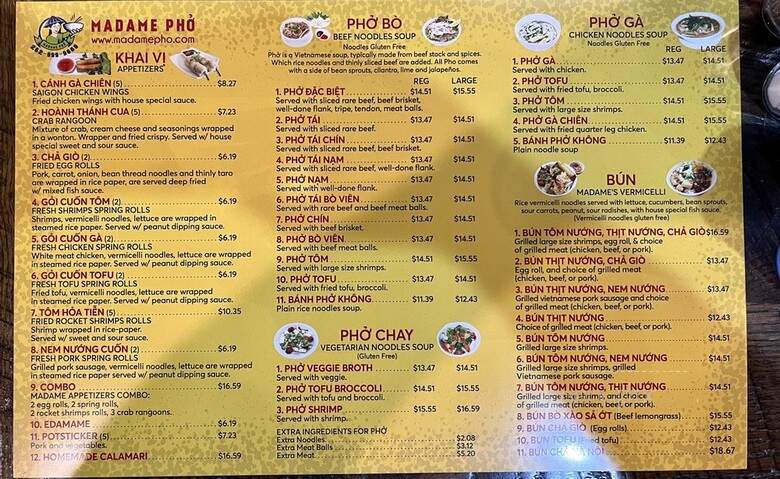 Madame Pho - Kenosha, WI menu_pic