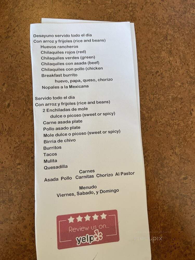Tierra Caliente - Azusa, CA menu_pic