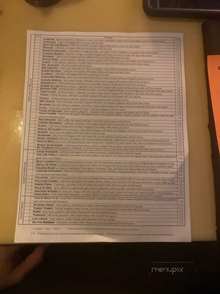 Sakura Grill & Sushi Bar - Frisco, TX menu_pic