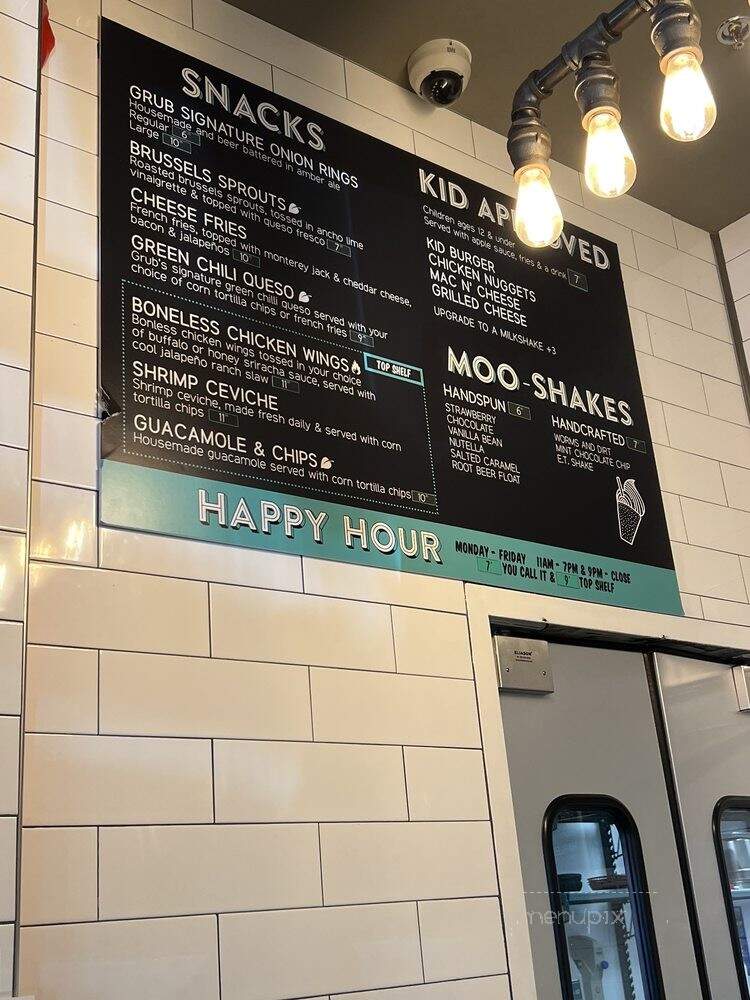 Grub Burger Bar - Whittier, CA menu_pic