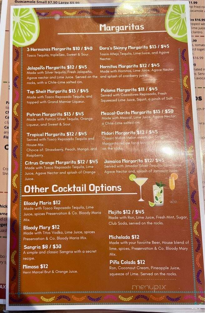 3 Hermanas - Sacramento, CA menu_pic