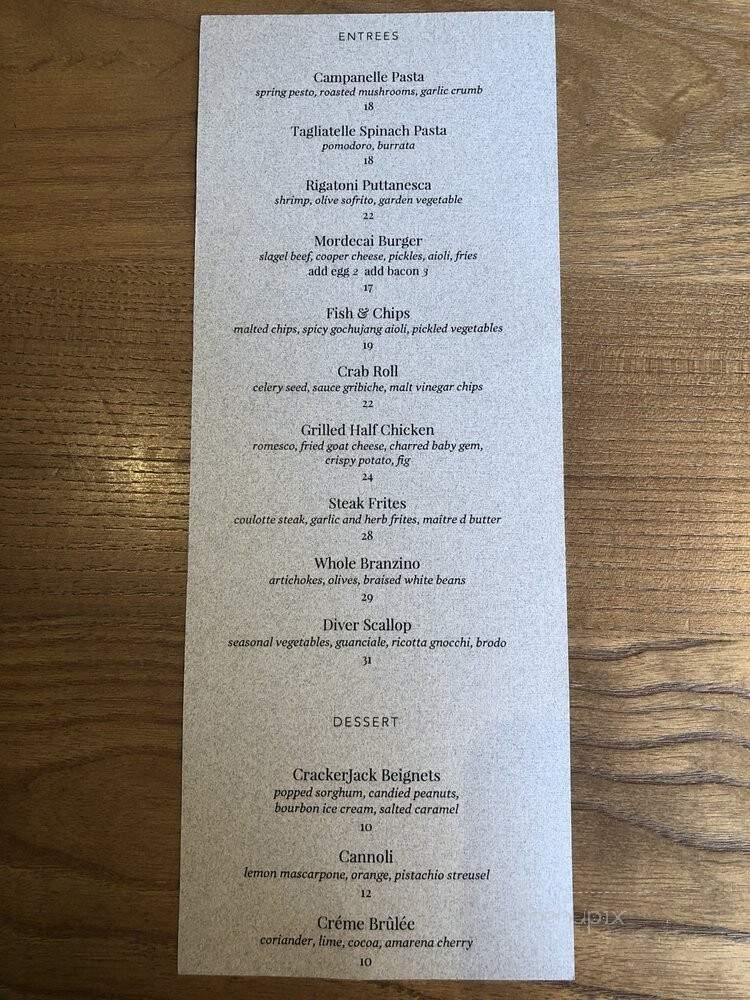 Mordecai - Chicago, IL menu_pic