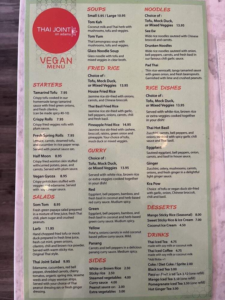 Thai Joint On Adams - San Diego, CA menu_pic