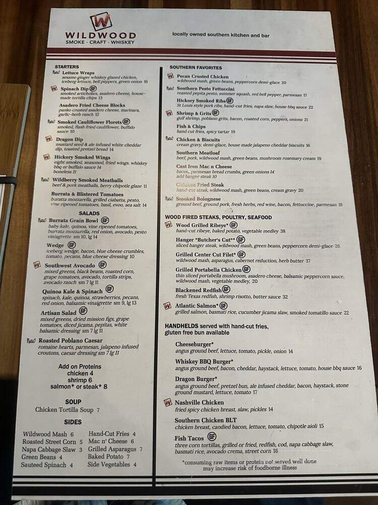 Wildwood Smoke Craft Whiskey - Garland, TX menu_pic