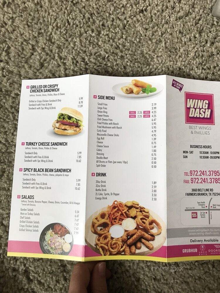Wing Dash - Farmers Branch, TX menu_pic