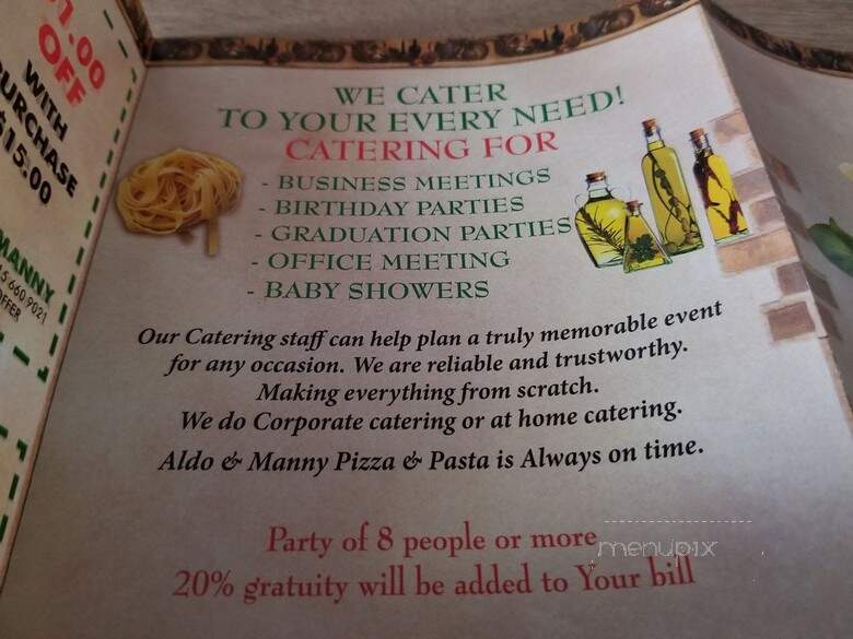 Aldo and Manny Pizza and Pasta - Philadelphia, PA menu_pic