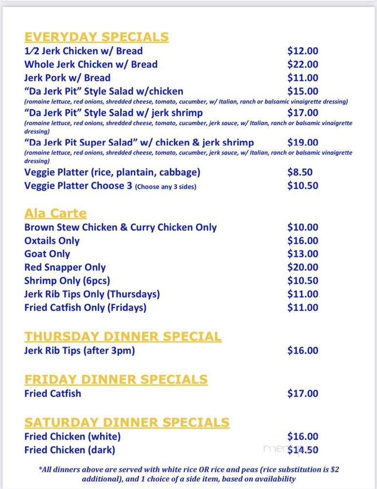 Da Jerk Pit - Evanston, IL menu_pic