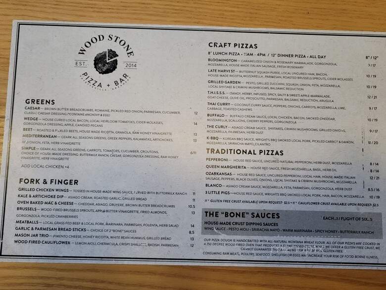 Wood Stone Pizza - Fayetteville, AR menu_pic