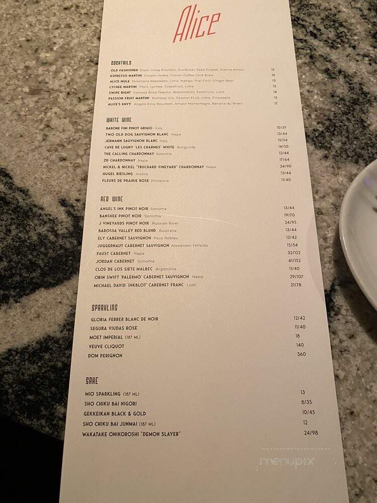 Alice Dallas - Dallas, TX menu_pic