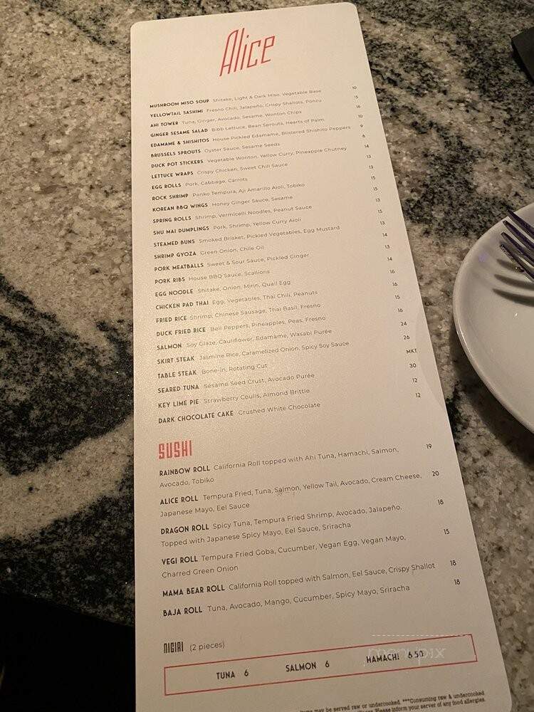 Alice Dallas - Dallas, TX menu_pic