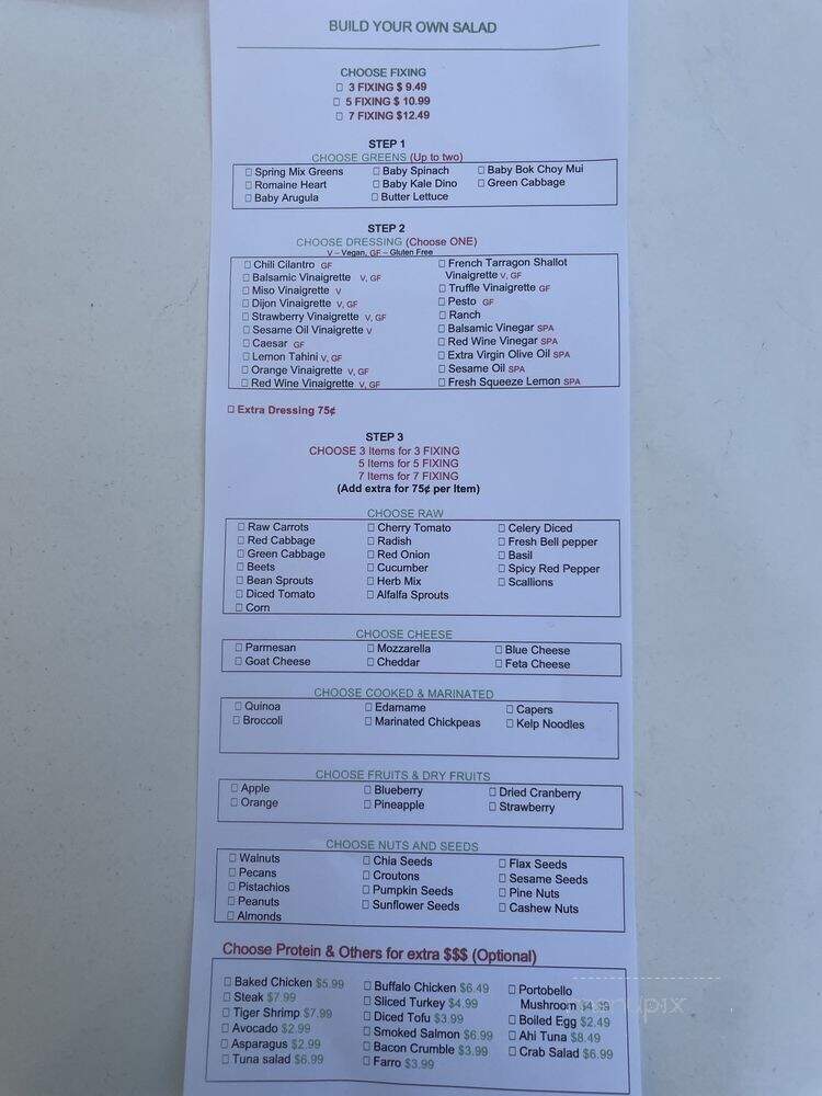 Organic Greens - Berkeley, CA menu_pic
