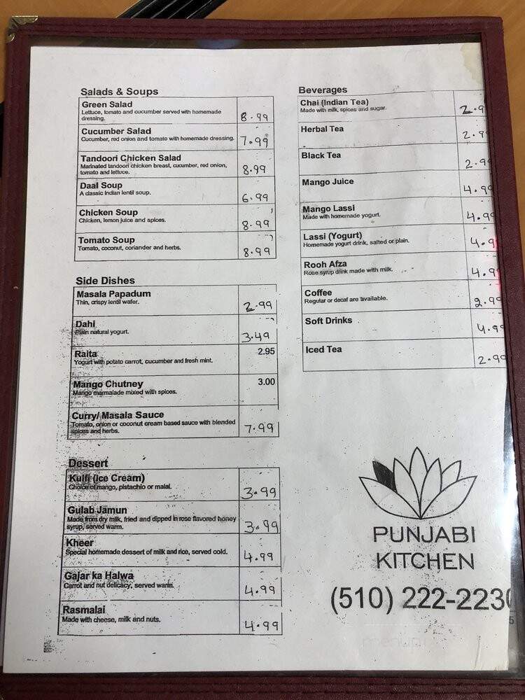 Punjabi Kitchen - El Sobrante, CA menu_pic